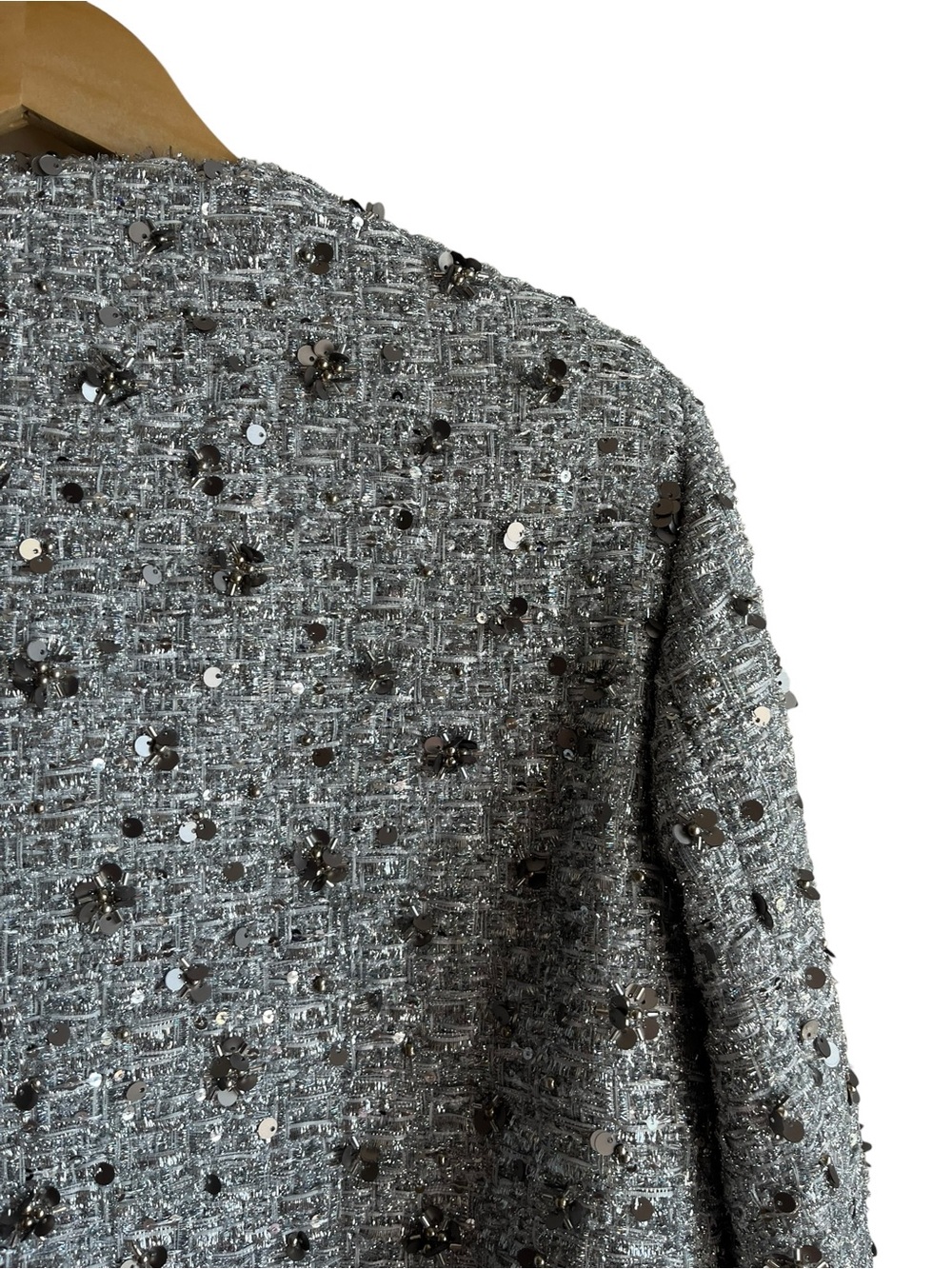 Zara ZW Collection Sequin Jacket Silver Size M NWT - Picture 7 of 15